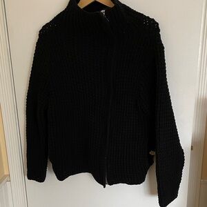 Size XXL Gap Black Chunky Knit Zip-Up Sweater